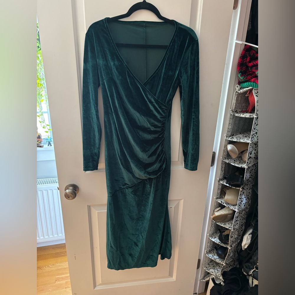Windsor Green Velvet Dress